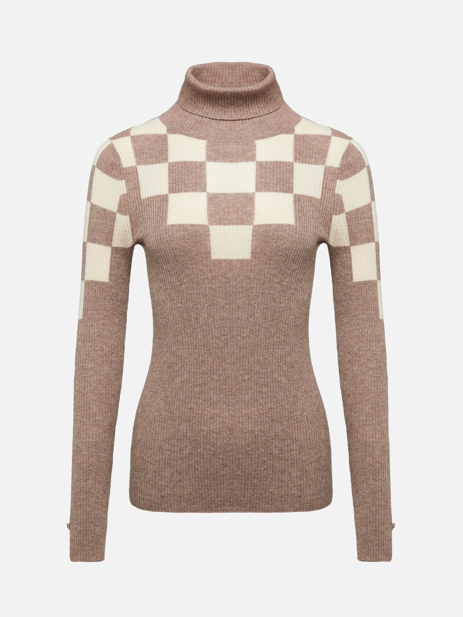 Slim-Cut Lapel Collar Knit Top | Camel
