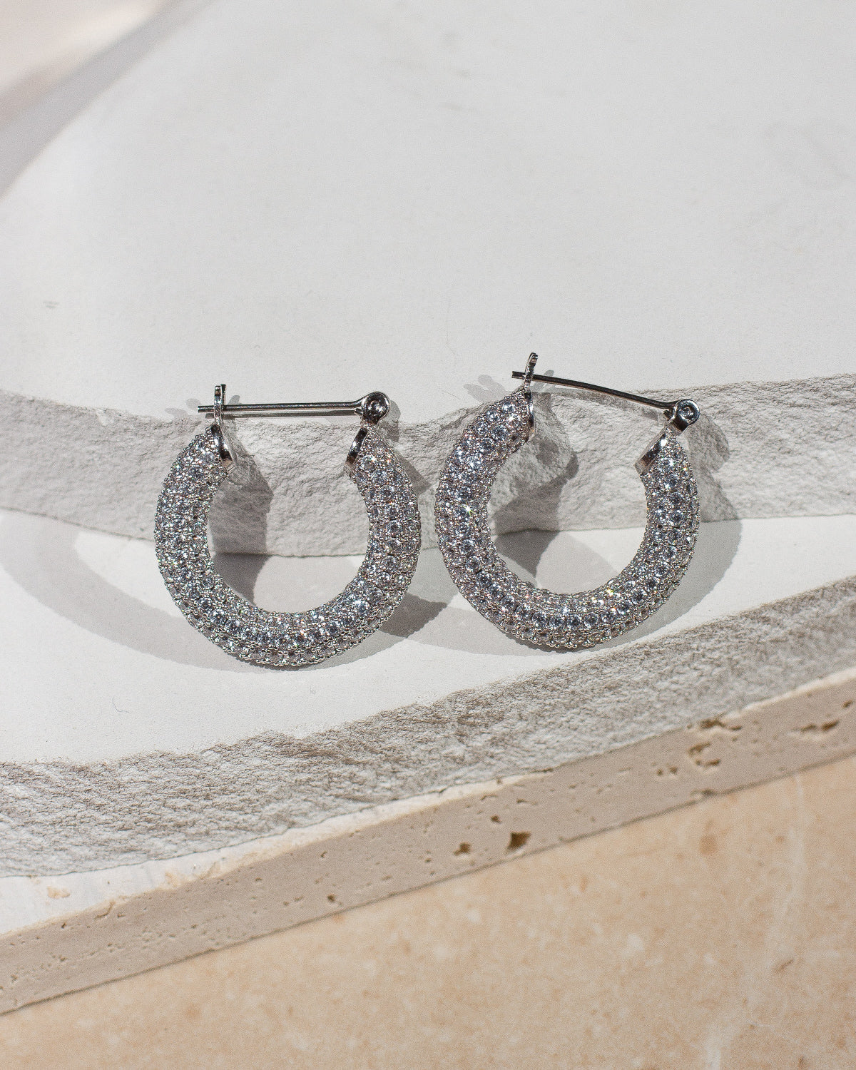 Pave Baby Amalfi Hoops - Silver | Plated Silver