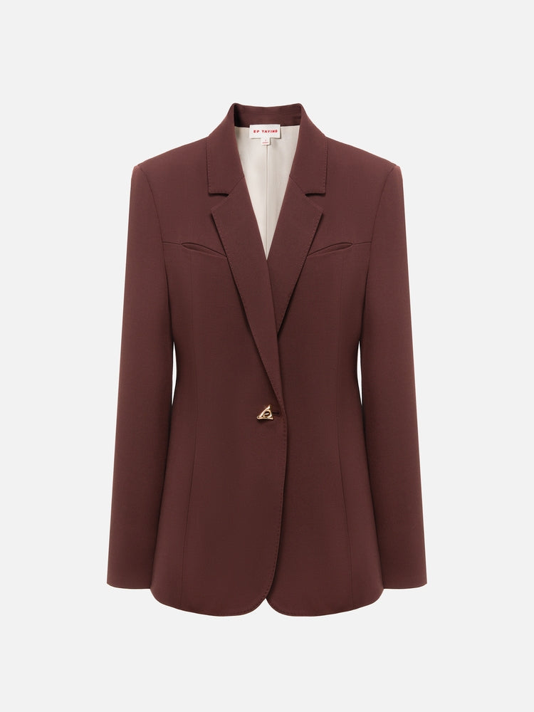Wool Blazer | Wine Red