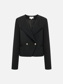 Wool Double-Breasted Blazer | Black