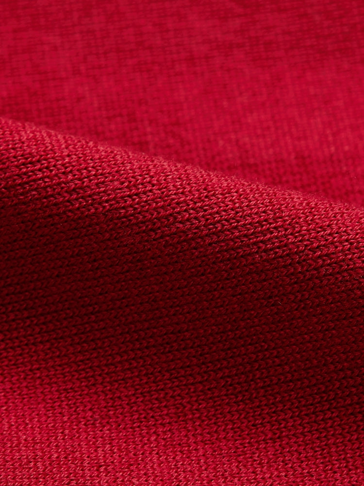 Paneled Printed Sweater | Red
