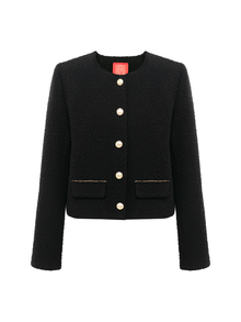 Parisian-style Boucle Cropped Jacket | Black