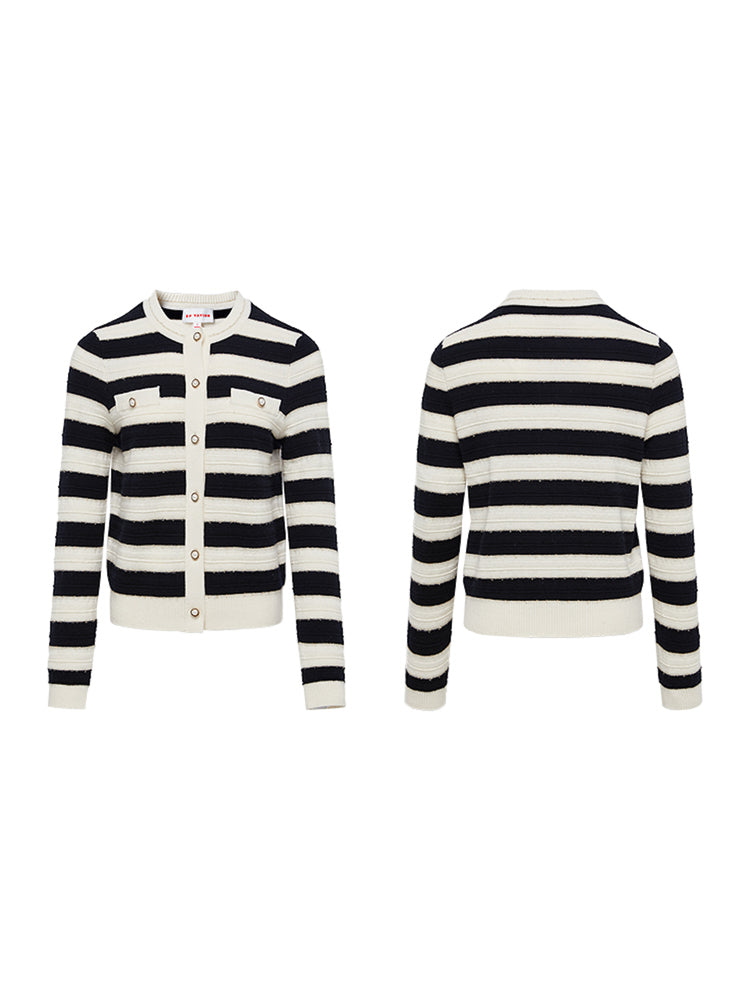 Striped Knitted Cardigan | Black