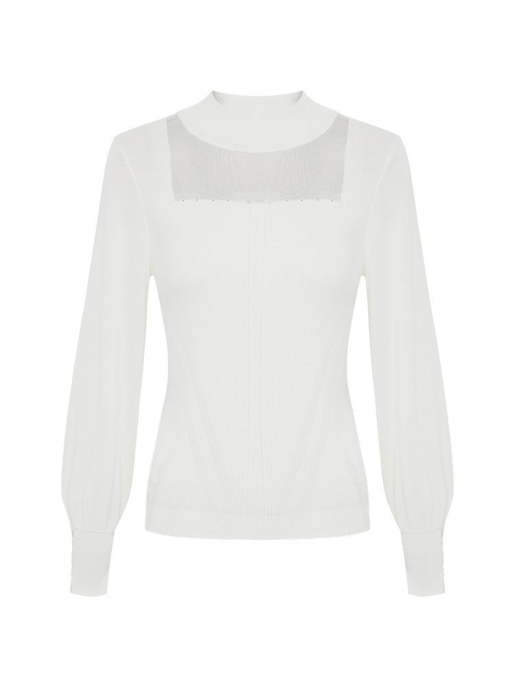 Elegant Wool Knit Sweater | White