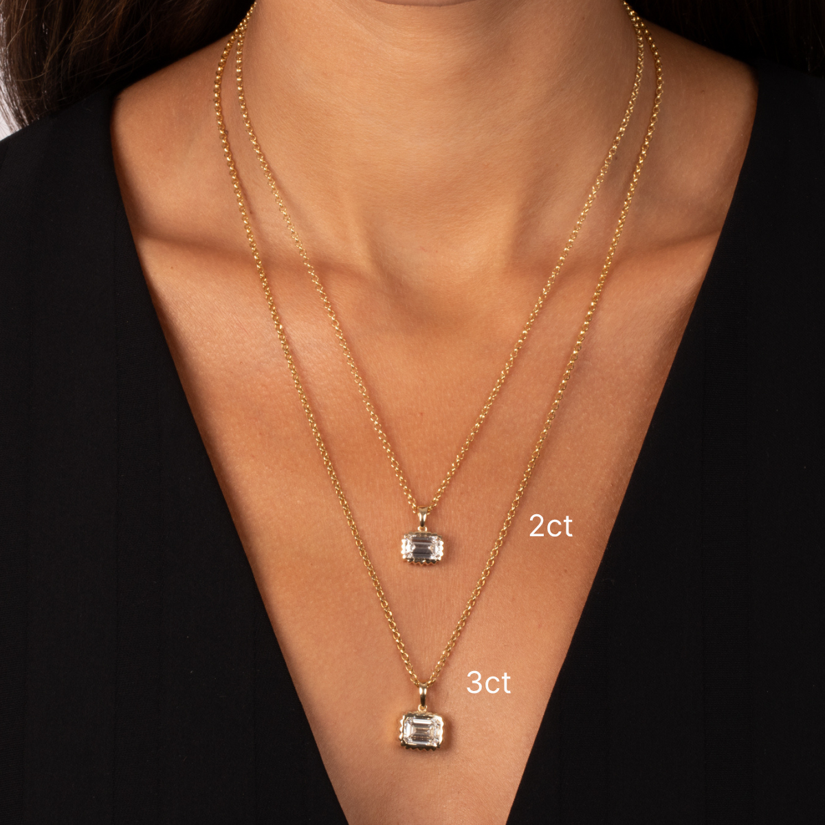 Lab Grown Diamond Bezel Emerald Pendant 14K - Adina's Jewels