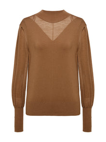 Crewneck Knit Top | Brown