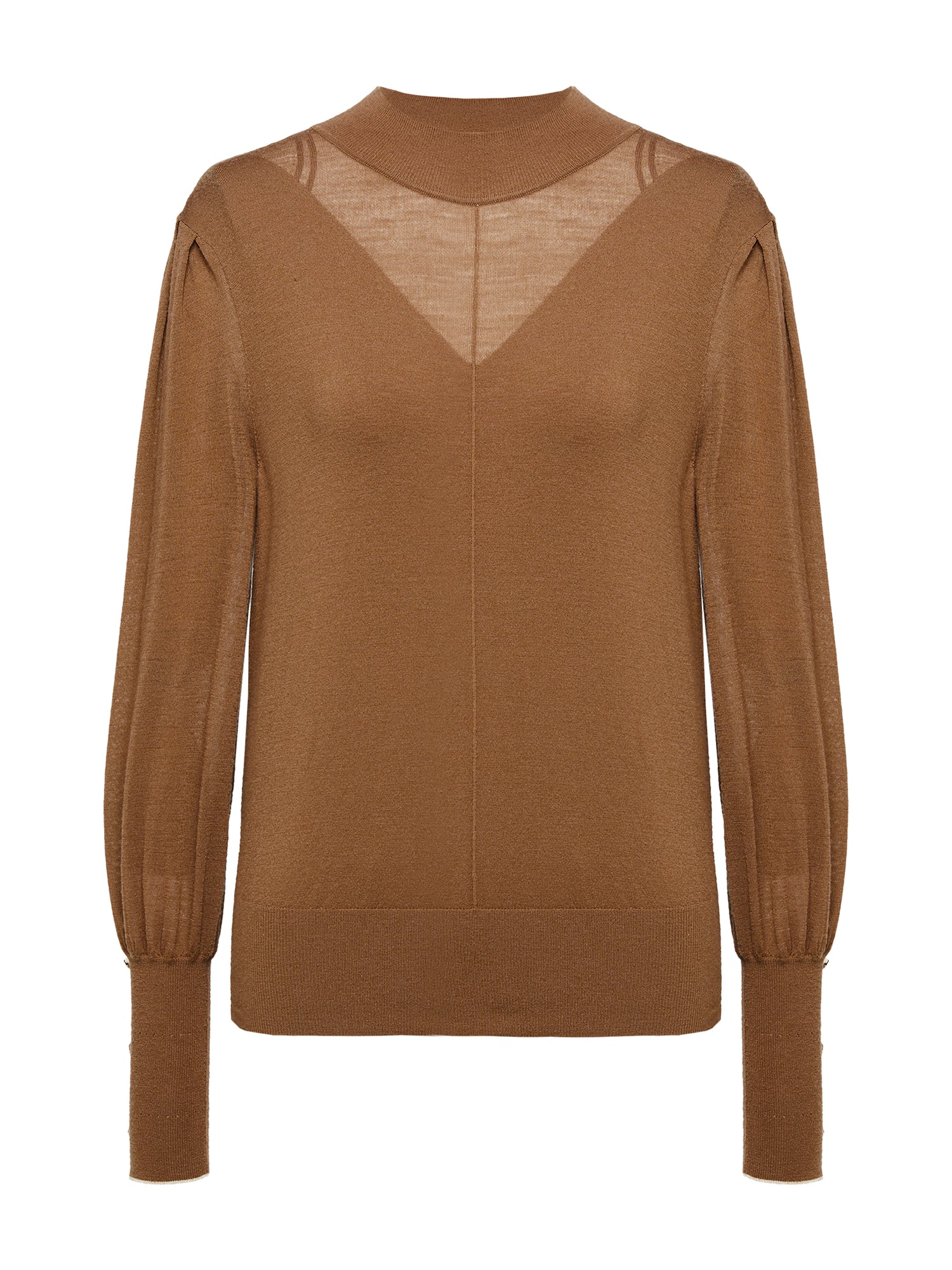 Crewneck Knit Top | Brown