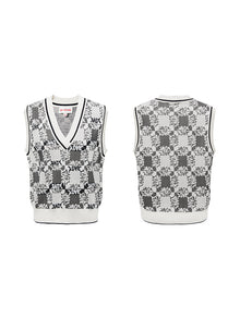 Jacquard Knit Vest | Black