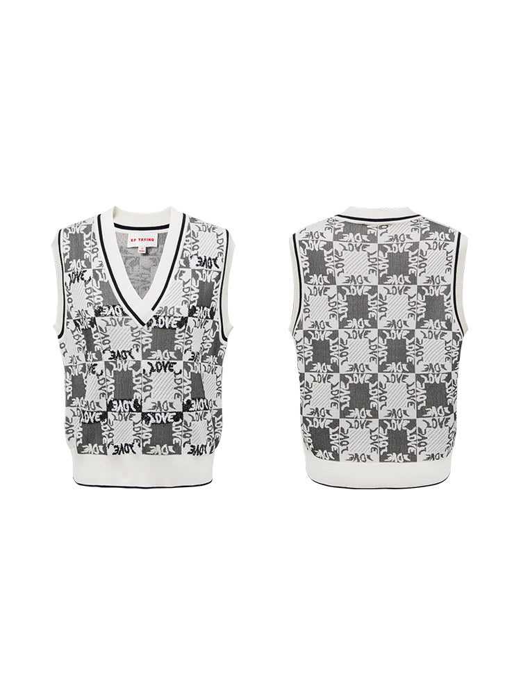 Jacquard Knit Vest | Black