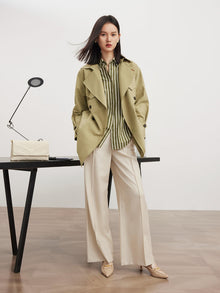 4-Buttoned Belted Trench Coat | Green