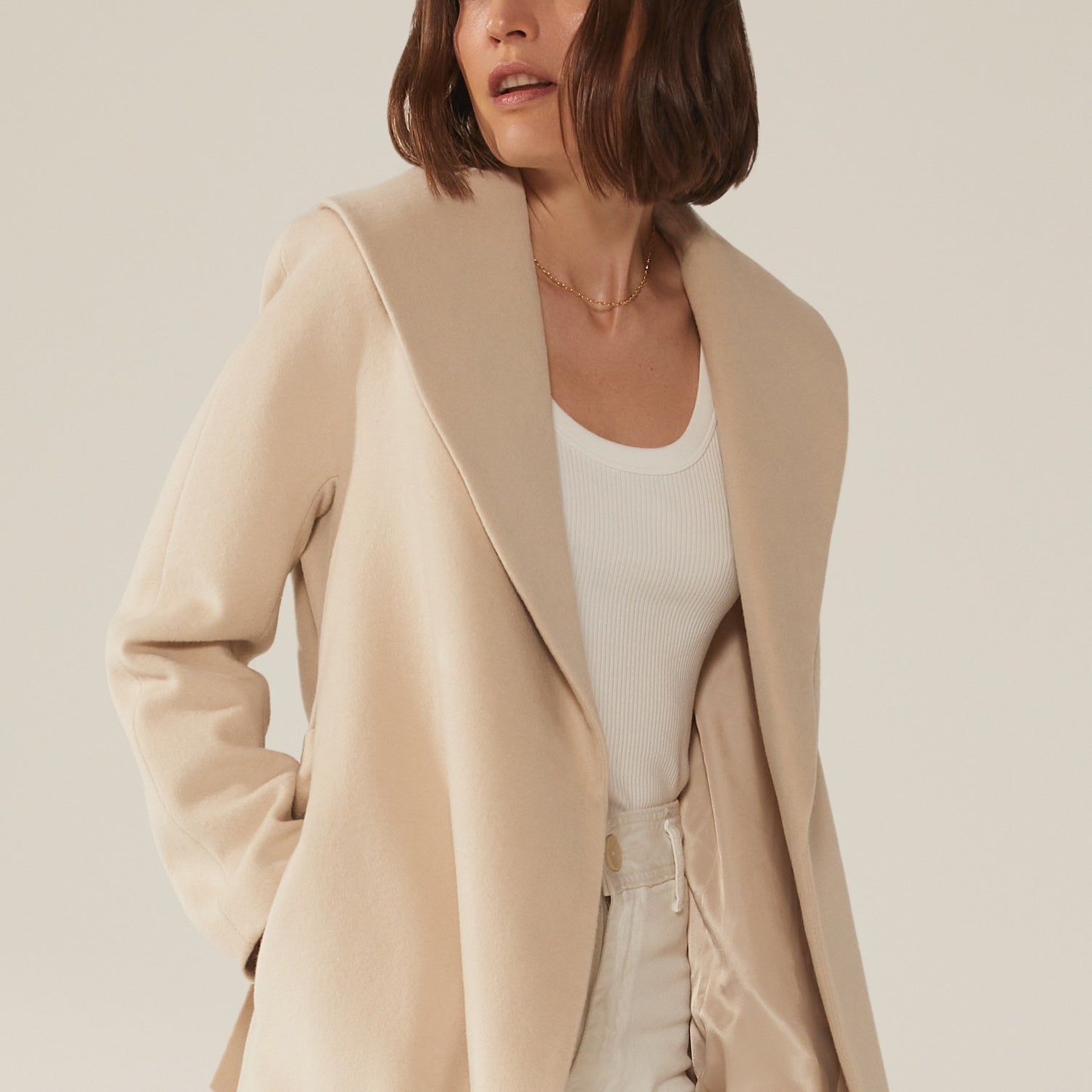 Womens | Brigette Cashmere-Wool Robe | Beige