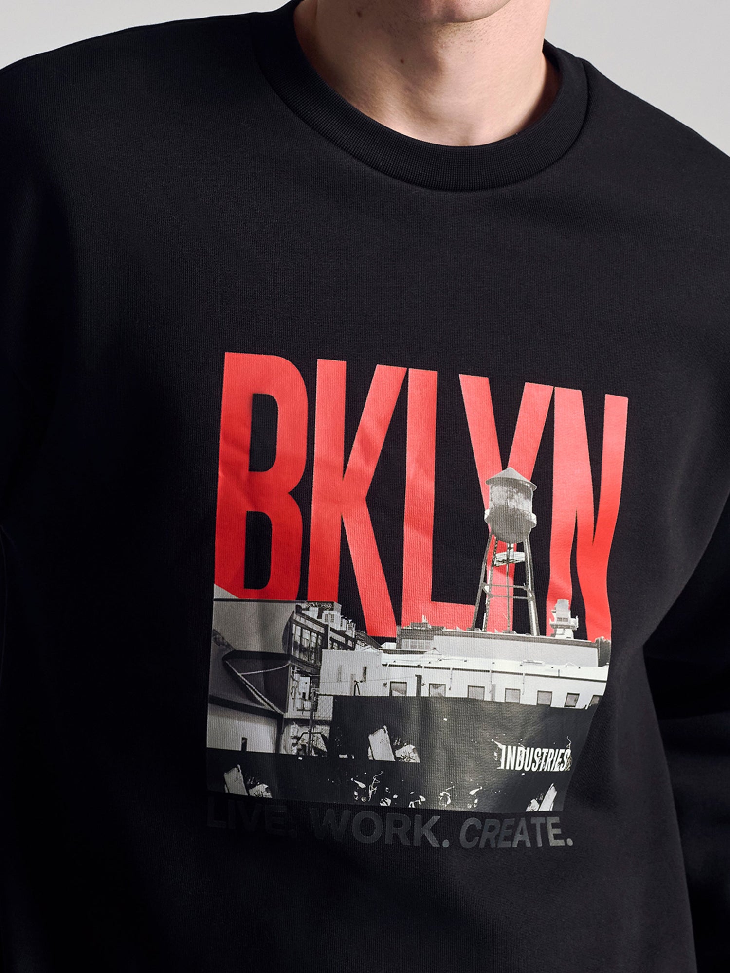 Mens | City Printed Crew Neck Sweatshirt | Black