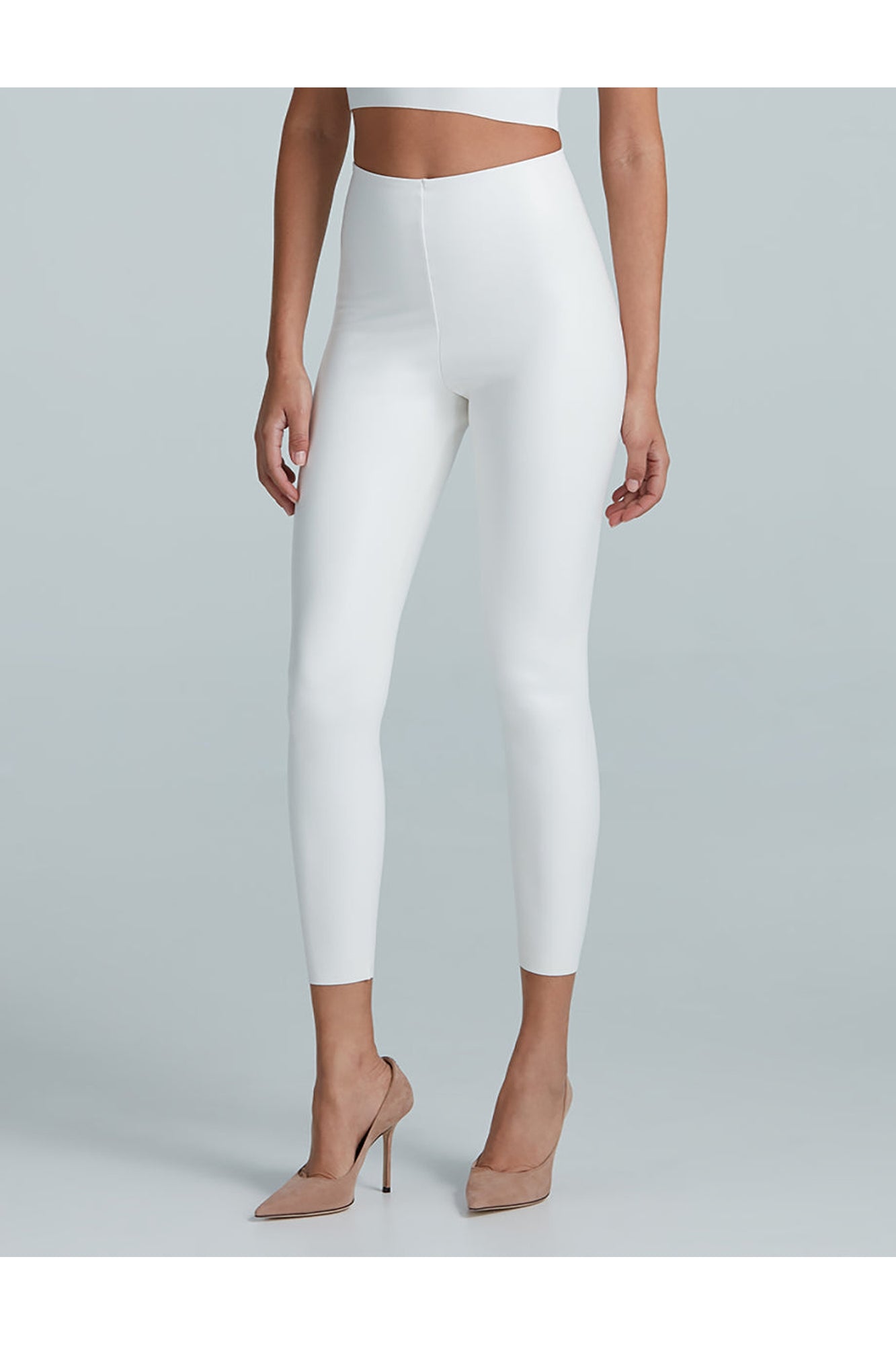 7/8 Faux Leather Legging | White