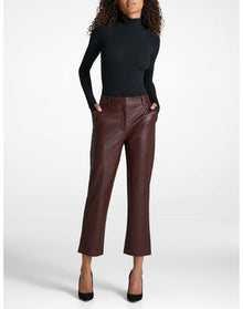 7/8 Faux Leather Trouser | Oxblood