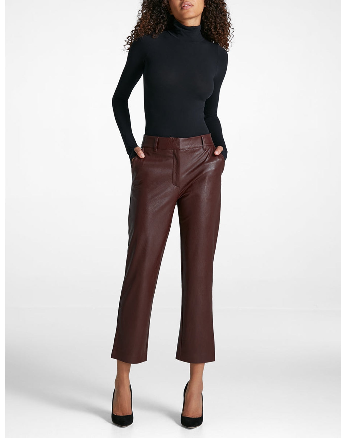 7/8 Faux Leather Trouser | Oxblood
