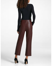 7/8 Faux Leather Trouser | Oxblood