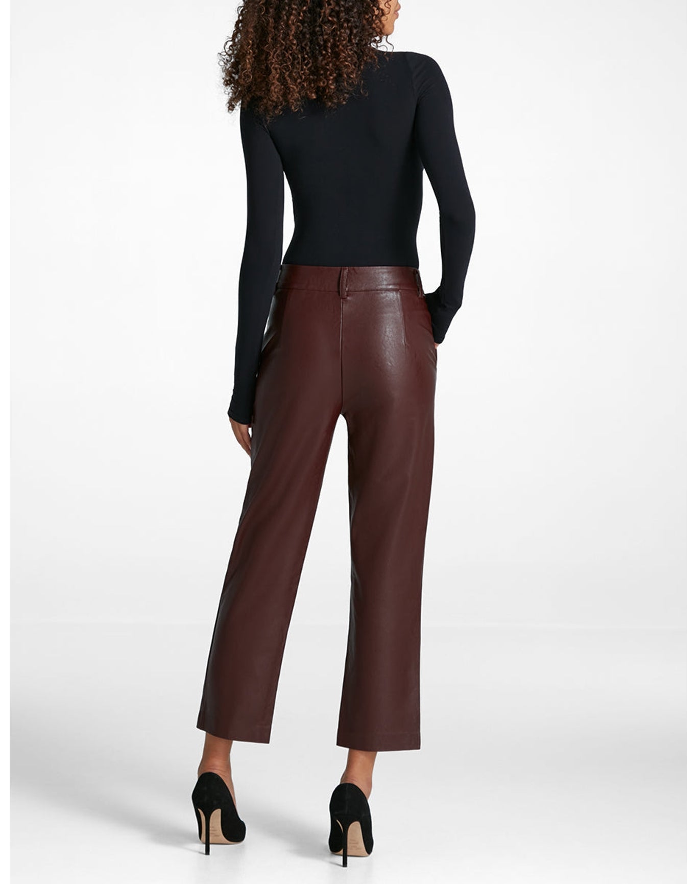 7/8 Faux Leather Trouser | Oxblood