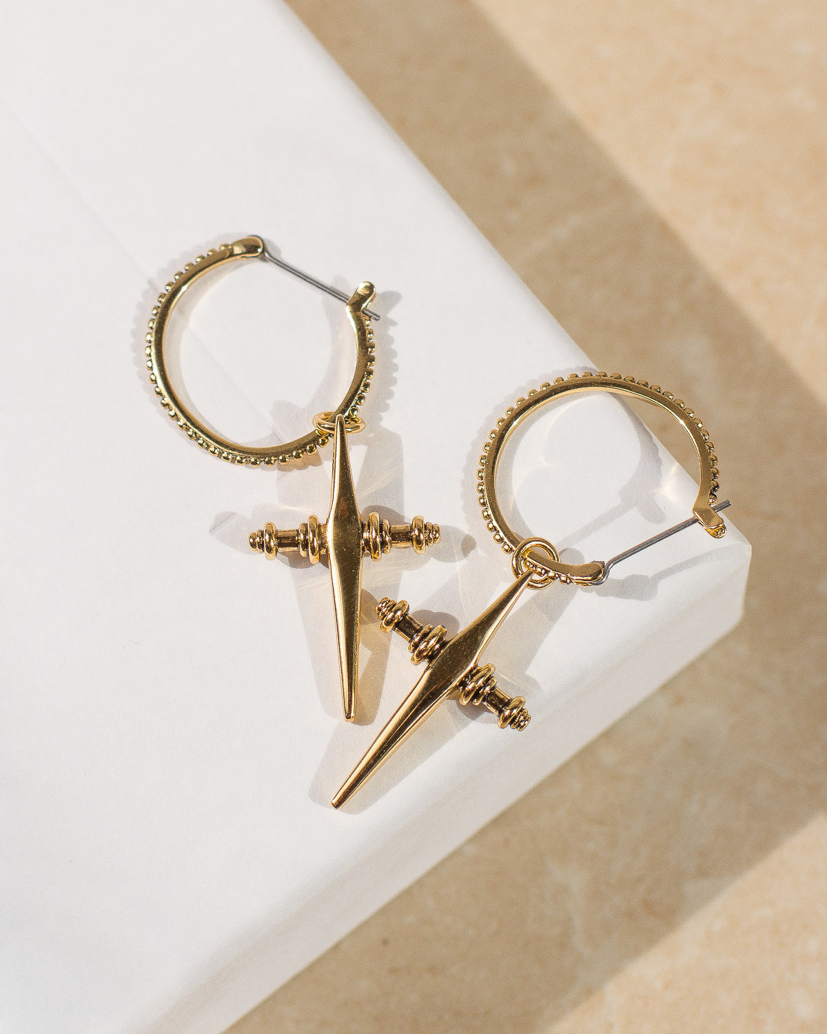 Cross Hoops | Antique Gold