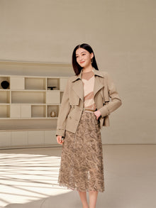 Wool Short Trench Coat | Khaki