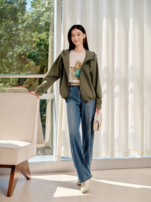 Short Hooded Trench Coat | Green