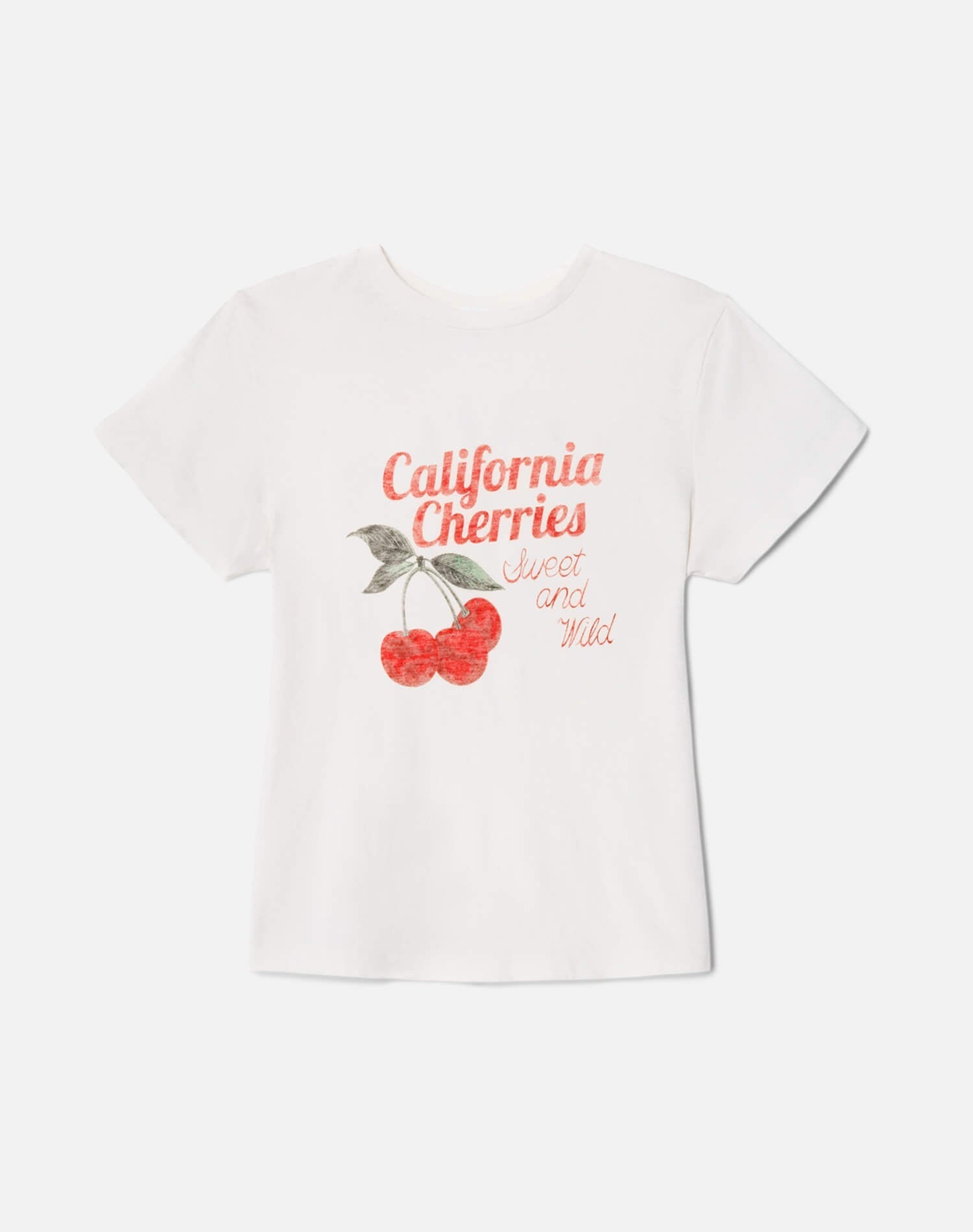 Womens | Tiny "Cherries" Tee | Vintage White
