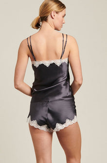 GINIA Pure Silk Knickers with Lace - Smoke