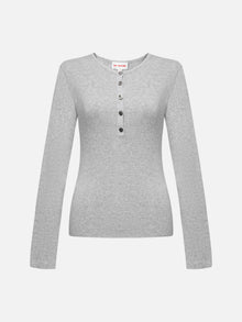 Slim round neck knit base sweater | Grey