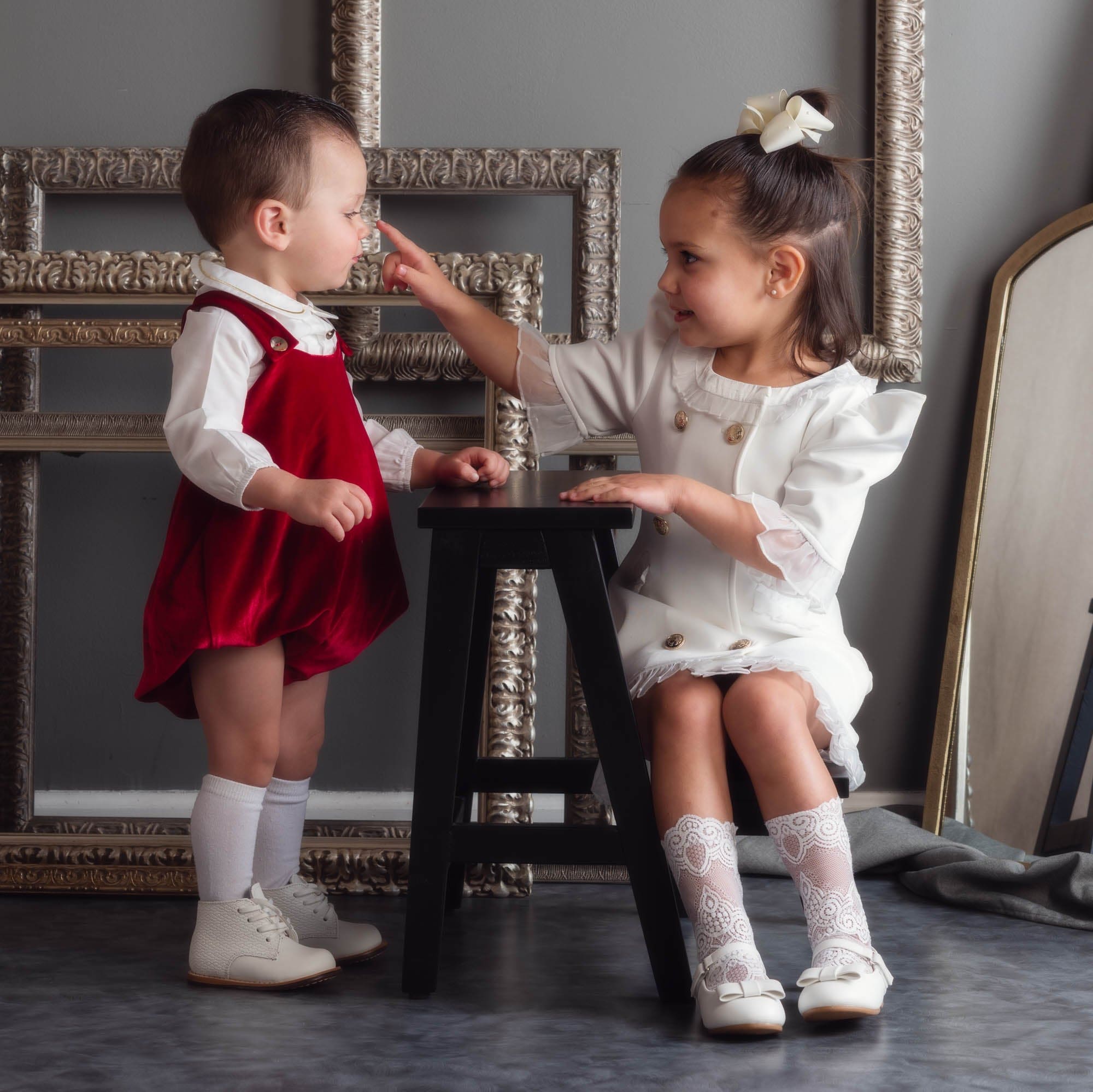 Baby Boys | Victor Ceremony Romper and Shirt | White x Red
