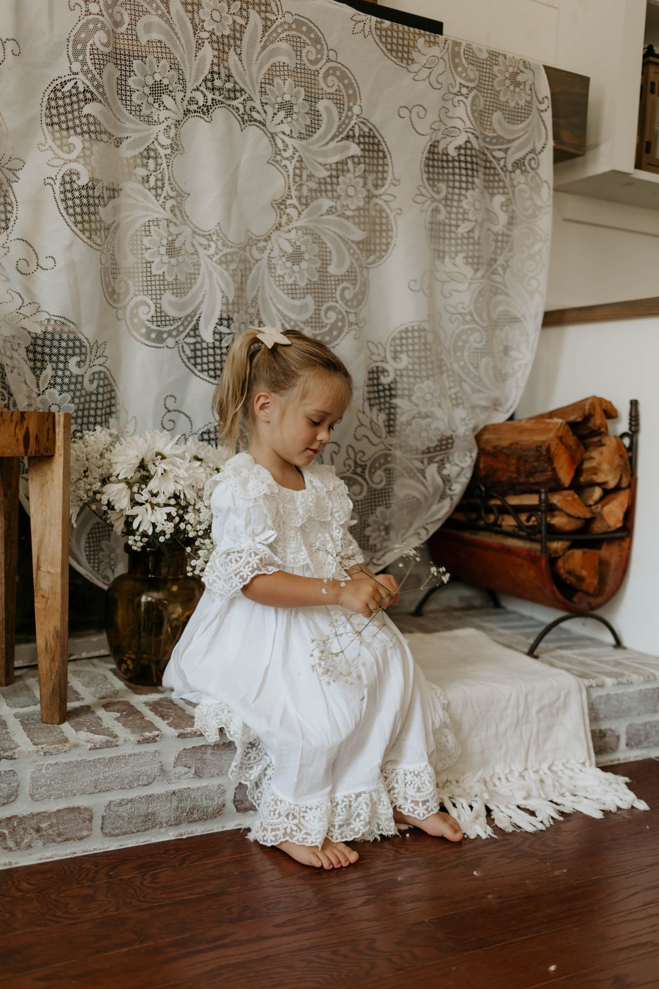 Baby Girls | Katherine Embroidered Linen Dress | White
