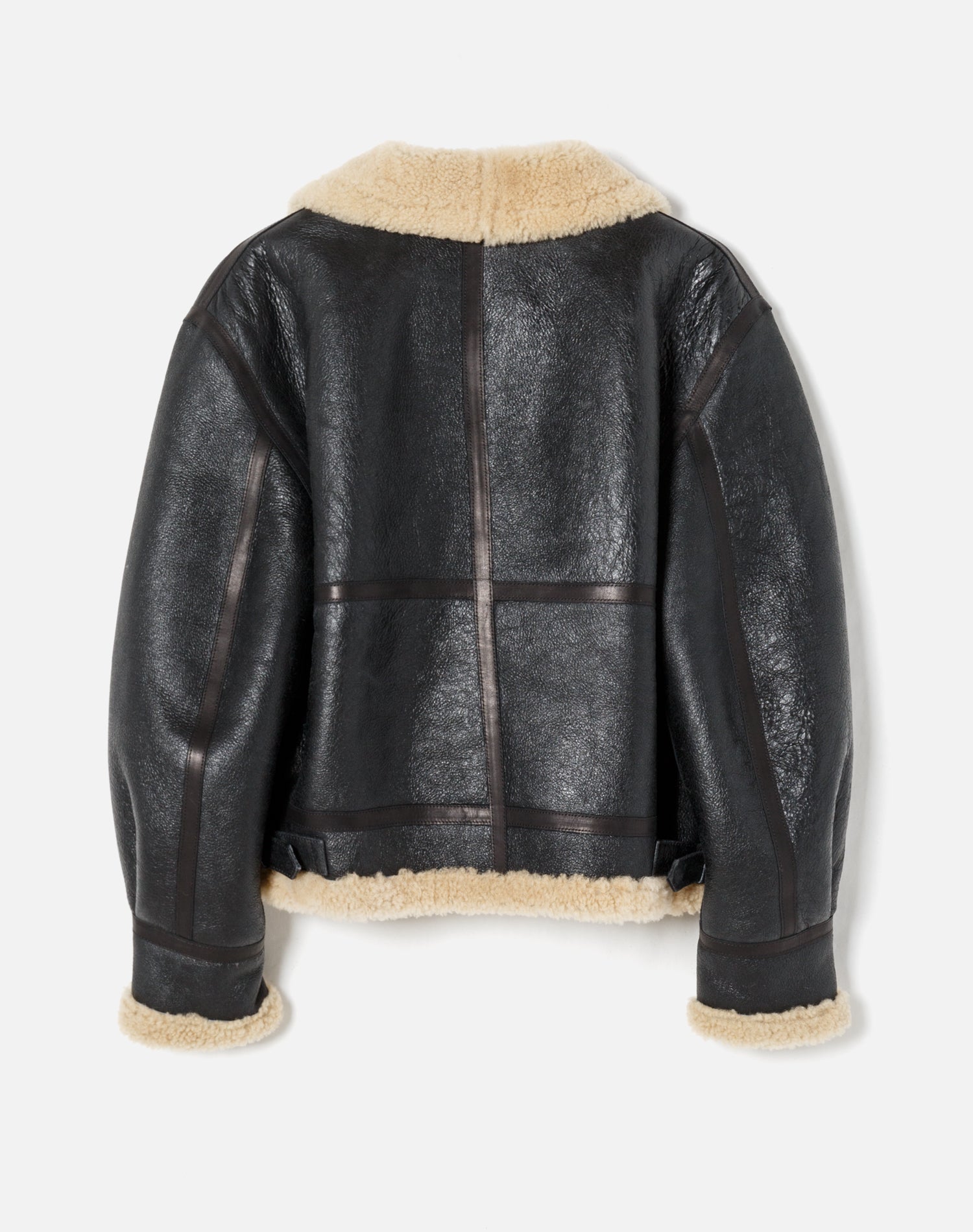 Suede Shearling Aviator Jacket | Black Leather