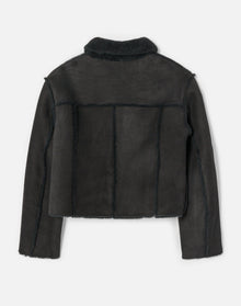 Reversible Shearling Boxy Jacket | Black Shearling