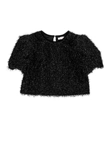 Girls | Lurex Fringed Top | Black