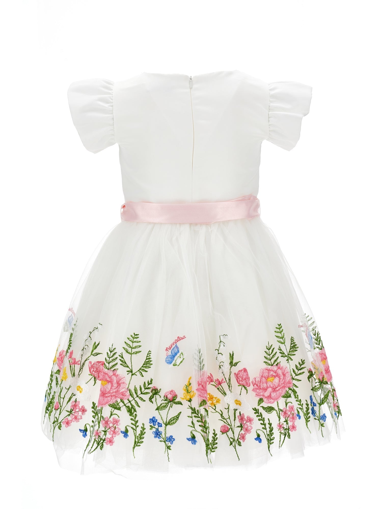 Girls | Embroidered Tulle Dress | Cream/Multicolor