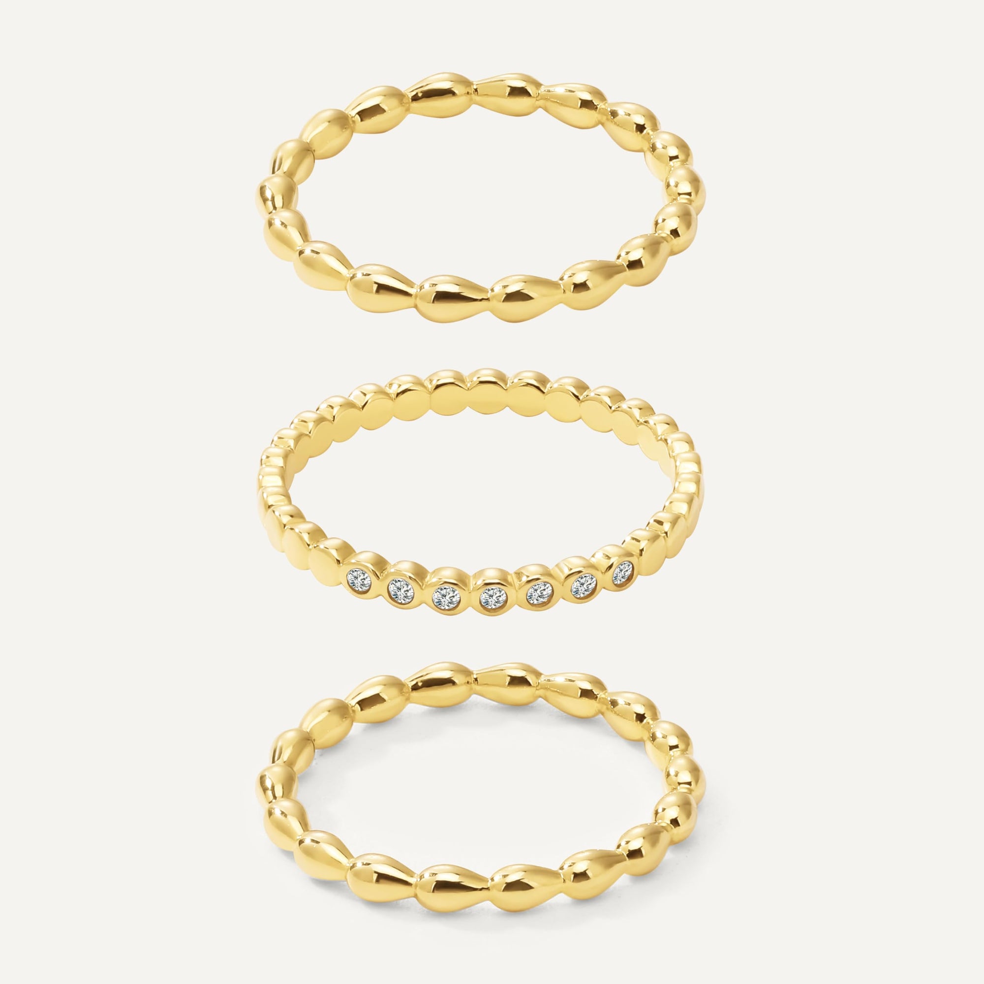 Womens | 0.06 CT Round Cut 7 Stone Lab Grown Accent Diamond | Fashion Band Ring | 14K Yellow Gold Plated Silver | G-SI