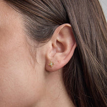 Womens | 0.03 CT Round Cut Single Stone Lab Grown Accent Diamond | X Stud Earrings | 14K Yellow Gold Plated Silver | G-SI