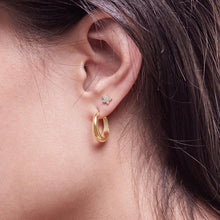 Womens | 0.13 CT Round Cut Lab Grown Accent Diamond | Floral Stud Earrings | 14K Yellow Gold Plated Silver | G-SI