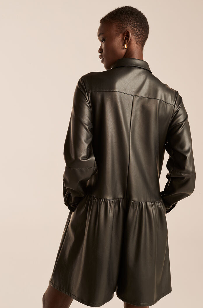 Vegan Leather Romper | Black