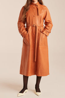 Slim Leather Trench Coat | Sienna