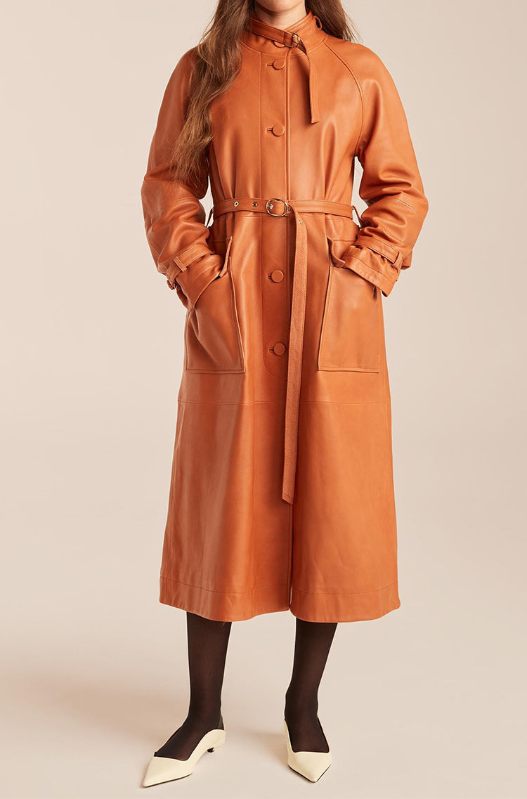 Slim Leather Trench Coat | Sienna