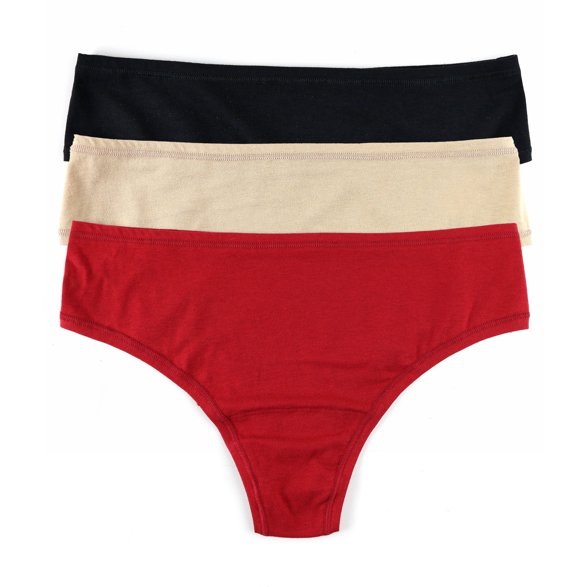 3 Pack Playstretch Natural Rise Thong | Black, Chai, Cayenne