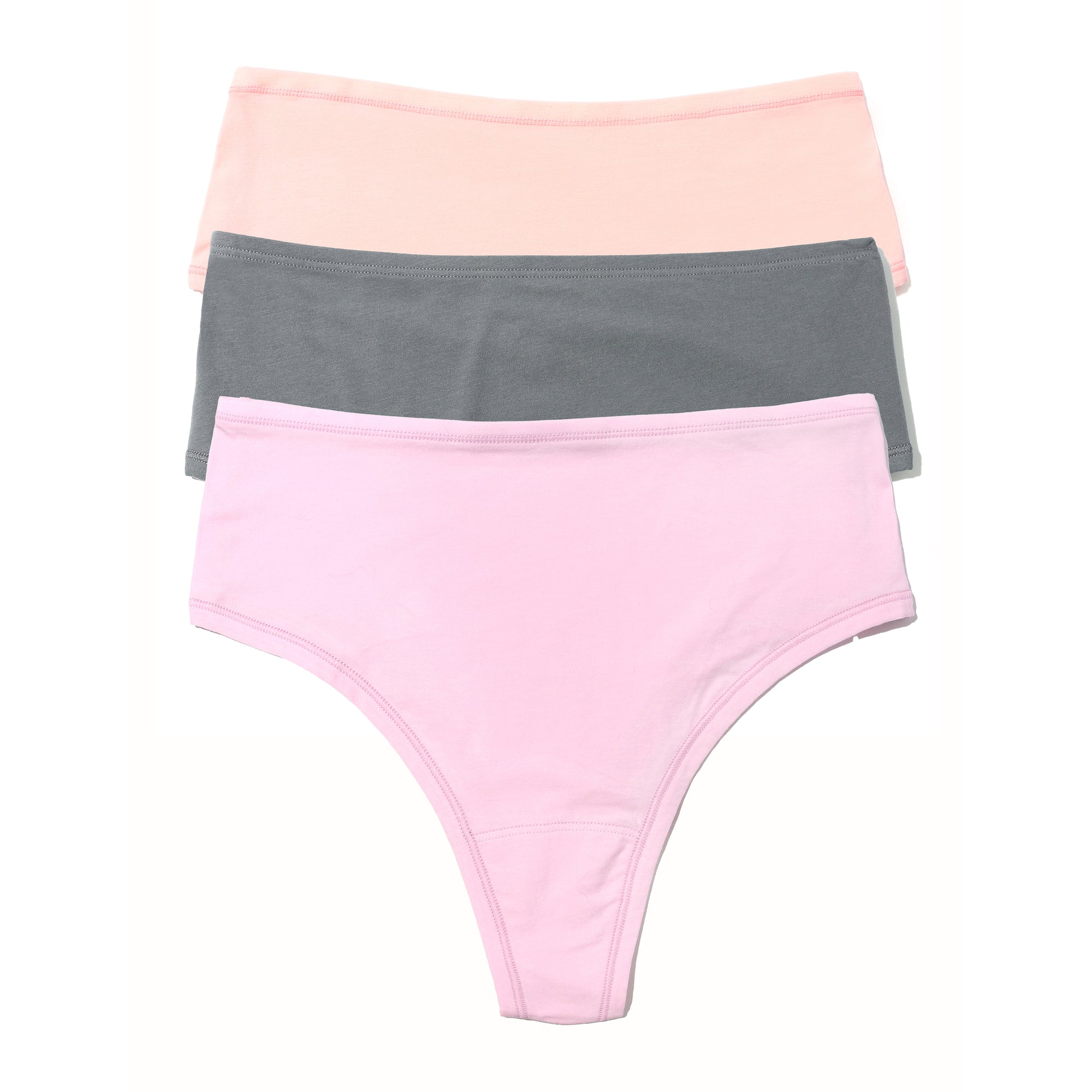 3-Pack Playstretch High Rise Thong | Meadow Sweet, Sweet Nothing, So Coal