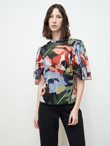 Botanical Garden Mock Neck Blouse | Botanical Garden Black Combo