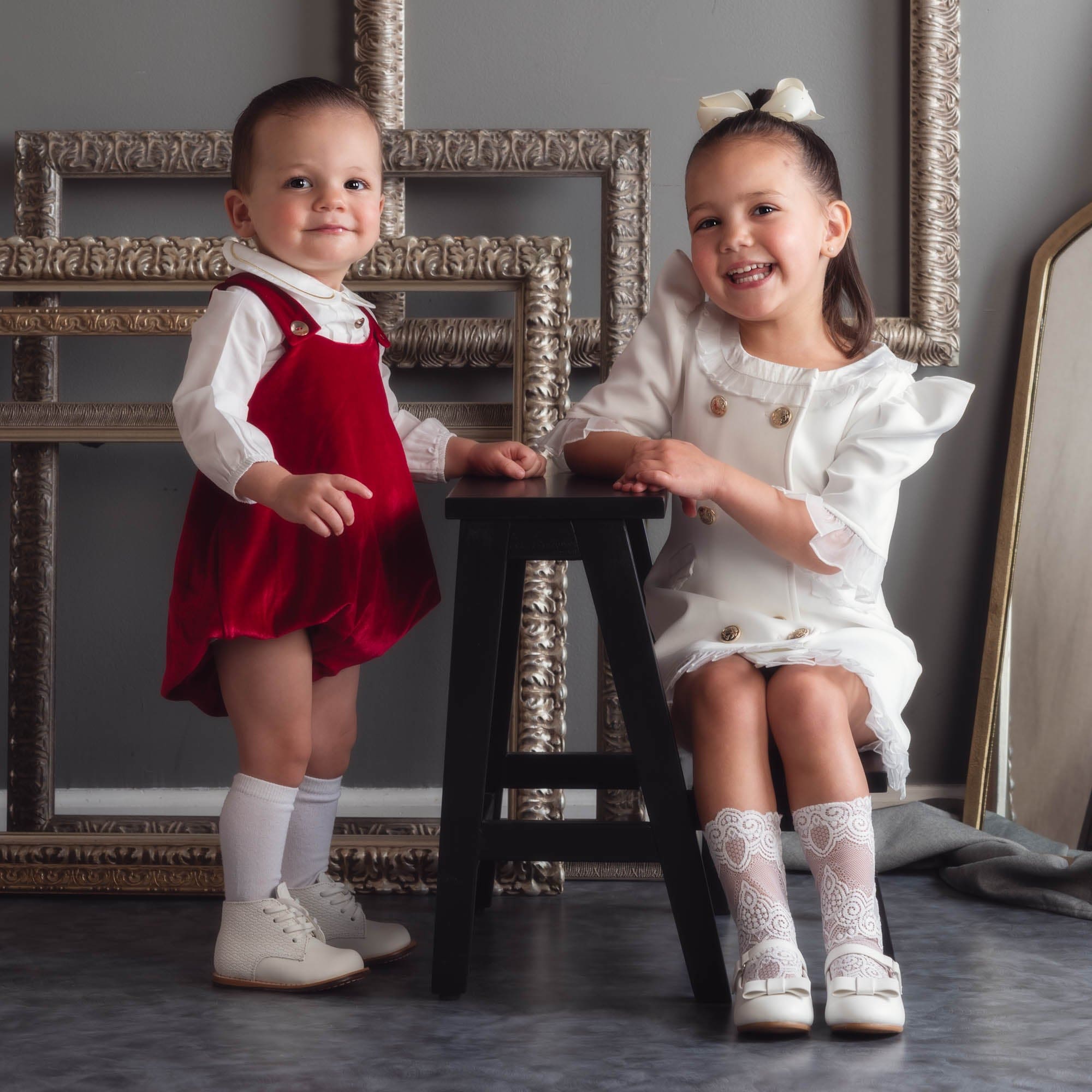 Baby Boys | Victor Ceremony Romper and Shirt | White x Red