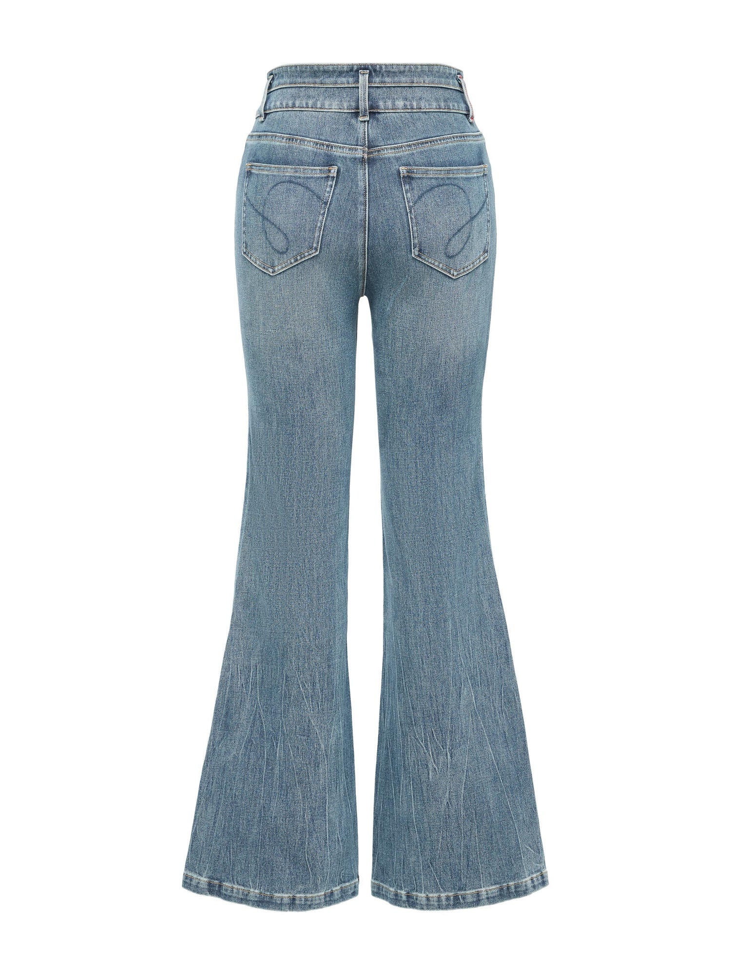 Cotton Blended Stretch Flare Pants | Blue