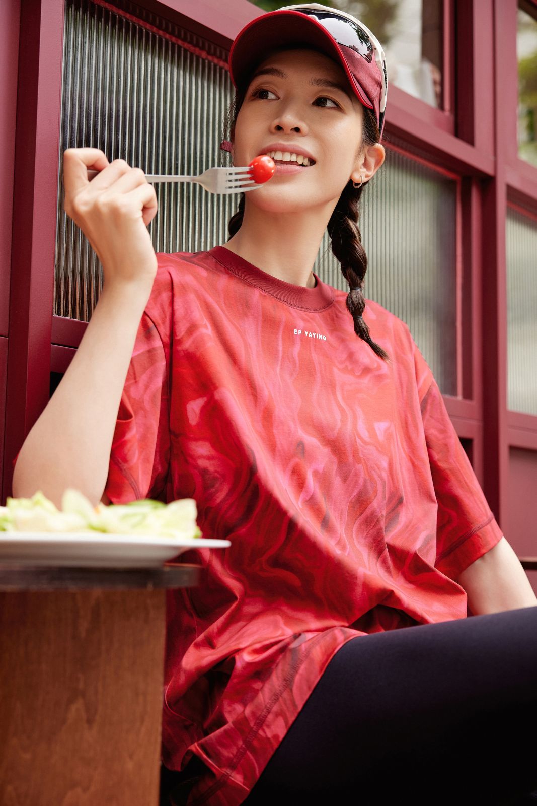 Oversize Casual Short Sleeve T-Shirt | Wine Red
