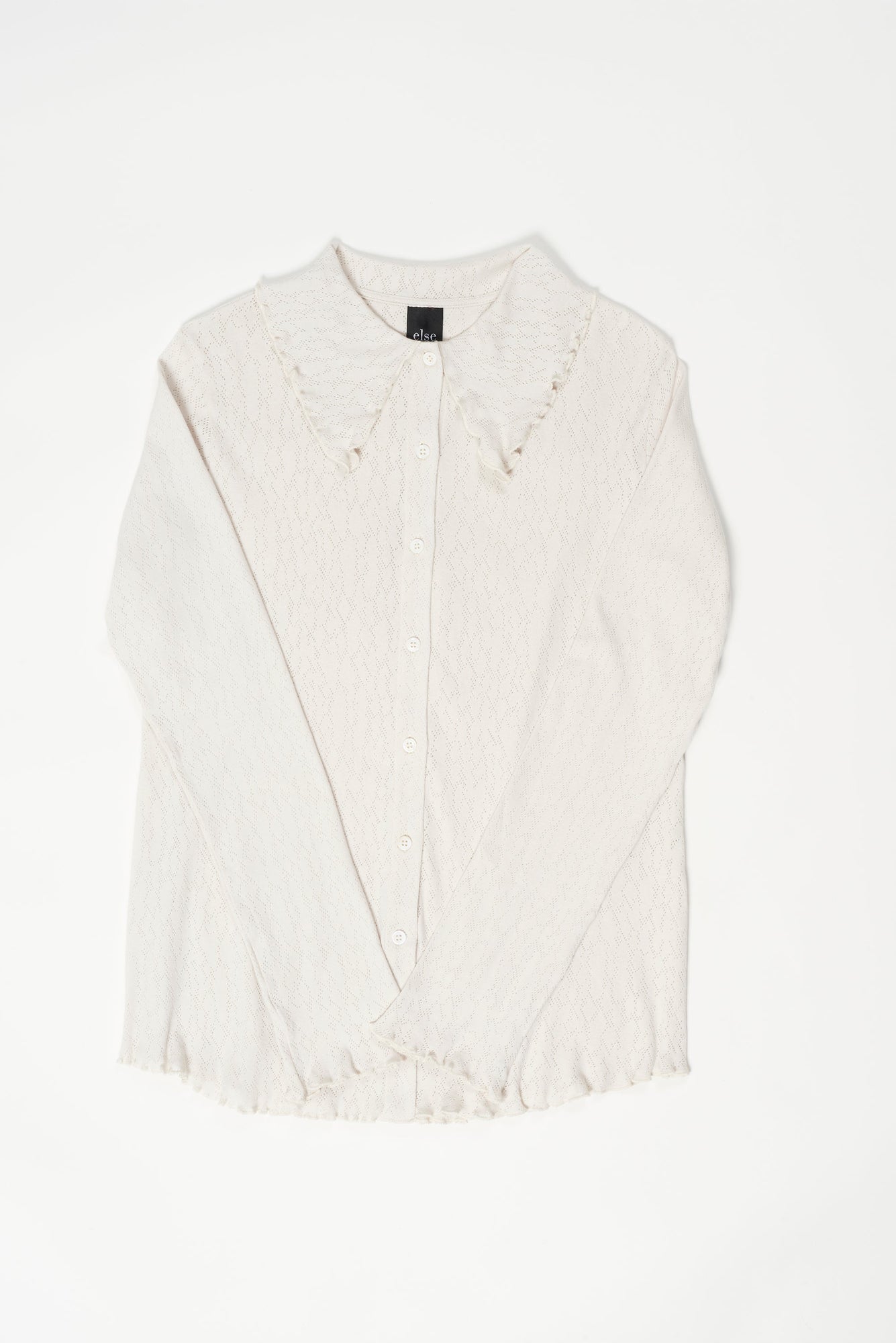 Pointelle Shirt Top | Chalk