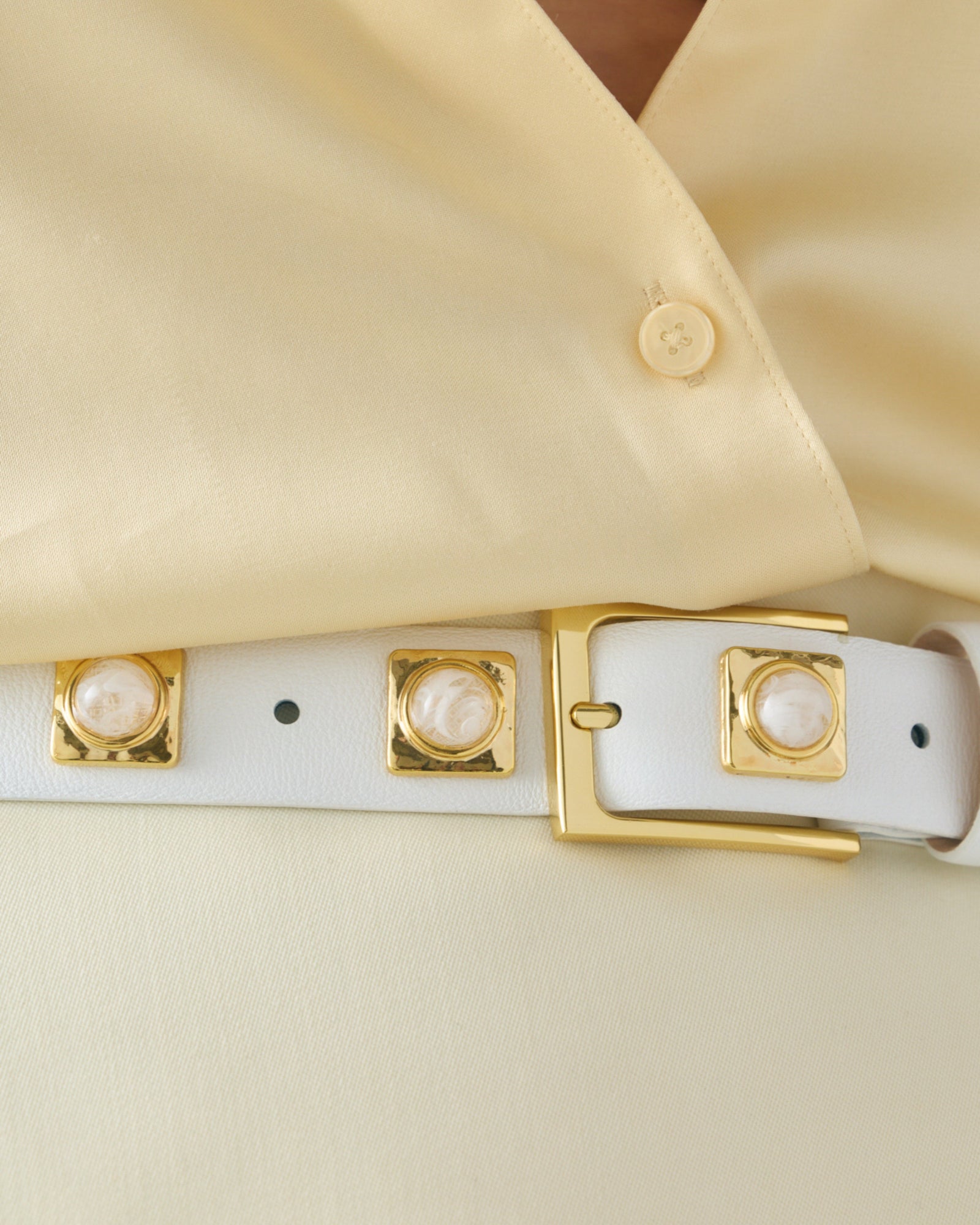 No. 2 Belt | Chalk/Gold