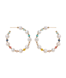 Islaine Freshwater Pearl Hoop Earrings - Loren Hope