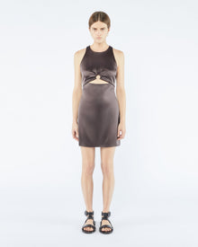 Elmi Cut-Out Slip Satin Mini Dress | Coffee Bean