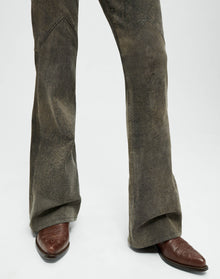 70s Stretch Leather Bootcut | Grey Leather